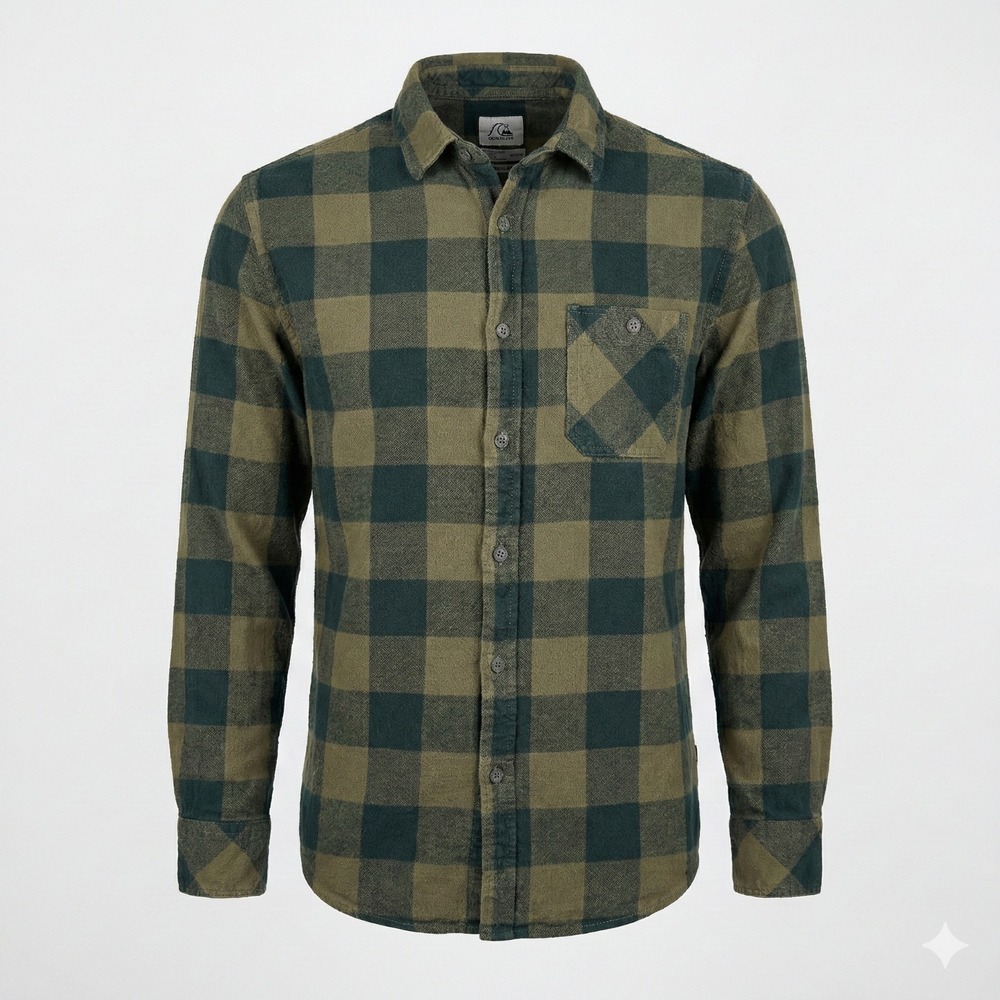 Quiksilver Men's‎ M Heavy Cotton Utility Shirt Green Plaid Heritage Gorpcore